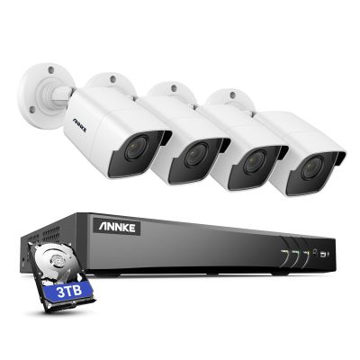 ANNKE 8CH Security Camera System, H.265+ 5-in-1 4K DVR Recorder with AI Human/Vehicle Detection, 4X 5MP IP67 CCTV Outdoor Cameras with 100ft Night Vision, Smart IR, Work with Alexa, 3TB Hard Drive