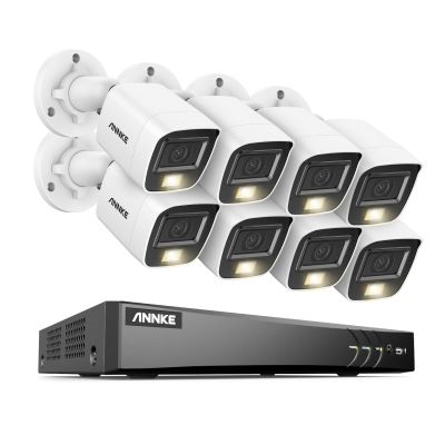 ANNKE 8CH Security Camera System, H.265+ 5-in-1 4K DVR Recorder with AI Human/Vehicle Detection, 8X 3K IP67 CCTV Bullet White Cams with Smart Dual Light, Built-in Mic, Work with Alexa, NO Hard Drive