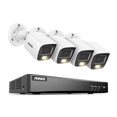 ANNKE 8CH Security Camera System, H.265+ 5-in-1 4K DVR Recorder with AI Human/Vehicle Detection, 4X 3K IP67 CCTV Bullet White Cams with Smart Dual Light, Built-in Mic, Work with Alexa, NO Hard Drive