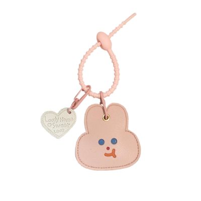 Yohulod Leather Keychain Holder Case for Airtag, Pink Anti-Scratch Protective Cute AirTag Case Cover with Key Ring for Women Kids