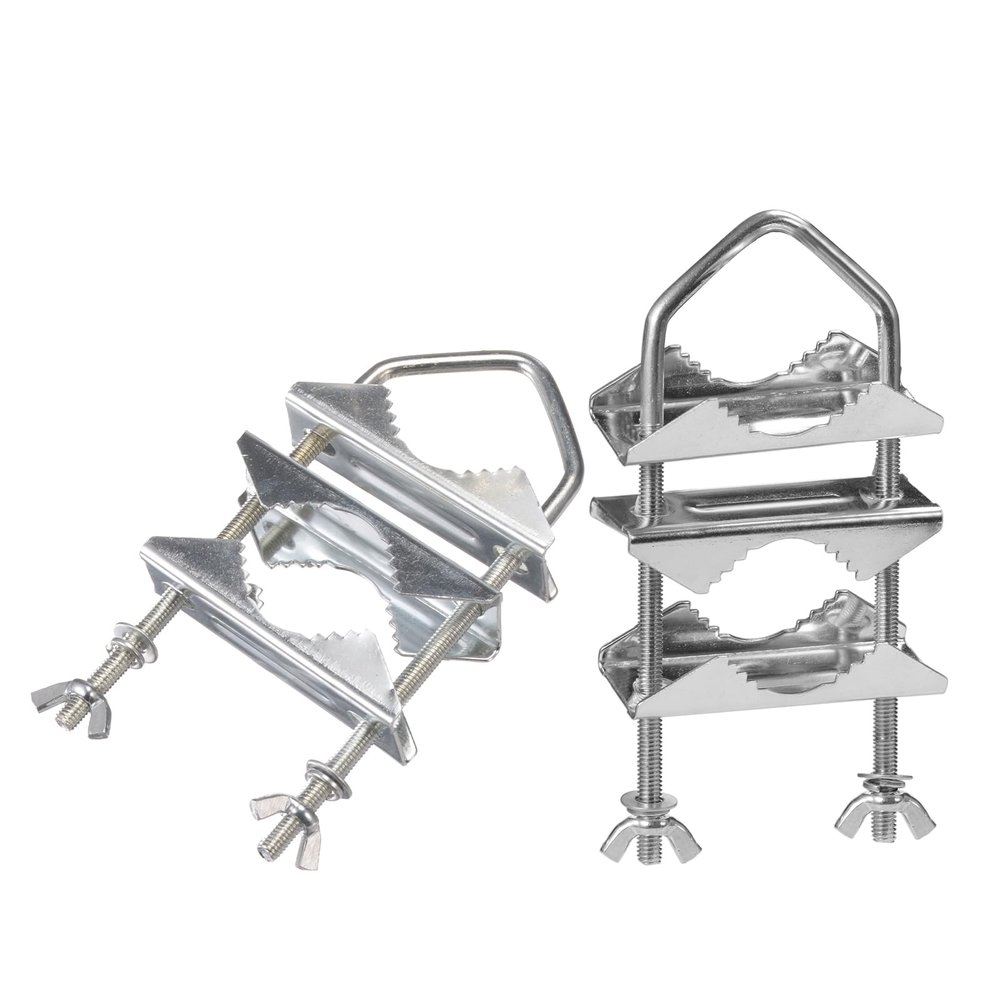 Superbat Double Antenna Mast Clamp 2-Sets Antenna Mast to Mast Clamp V Jaw Block with U Bolts,Heavy Duty Mast to Mast Mount Bracket Kit for Outside Antennas,Flag Pole,Umbrella Parasols