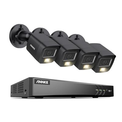ANNKE 8CH Security Camera System, H.265+ 5-in-1 4K DVR Recorder with AI Human/Vehicle Detection, 4X 3K IP67 CCTV Bullet Black Cams with Smart Dual Light, Built-in Mic, Work with Alexa, NO Hard Drive