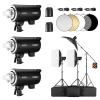 Godox 3Pack DP400III 1200W Studio Strobe Flash Lighting Kit with 3* Light Stand 3* Grid Softbox 1 * 5-in-1 Reflector 1* Bag for Portrait Photography Studio Shooting view 1