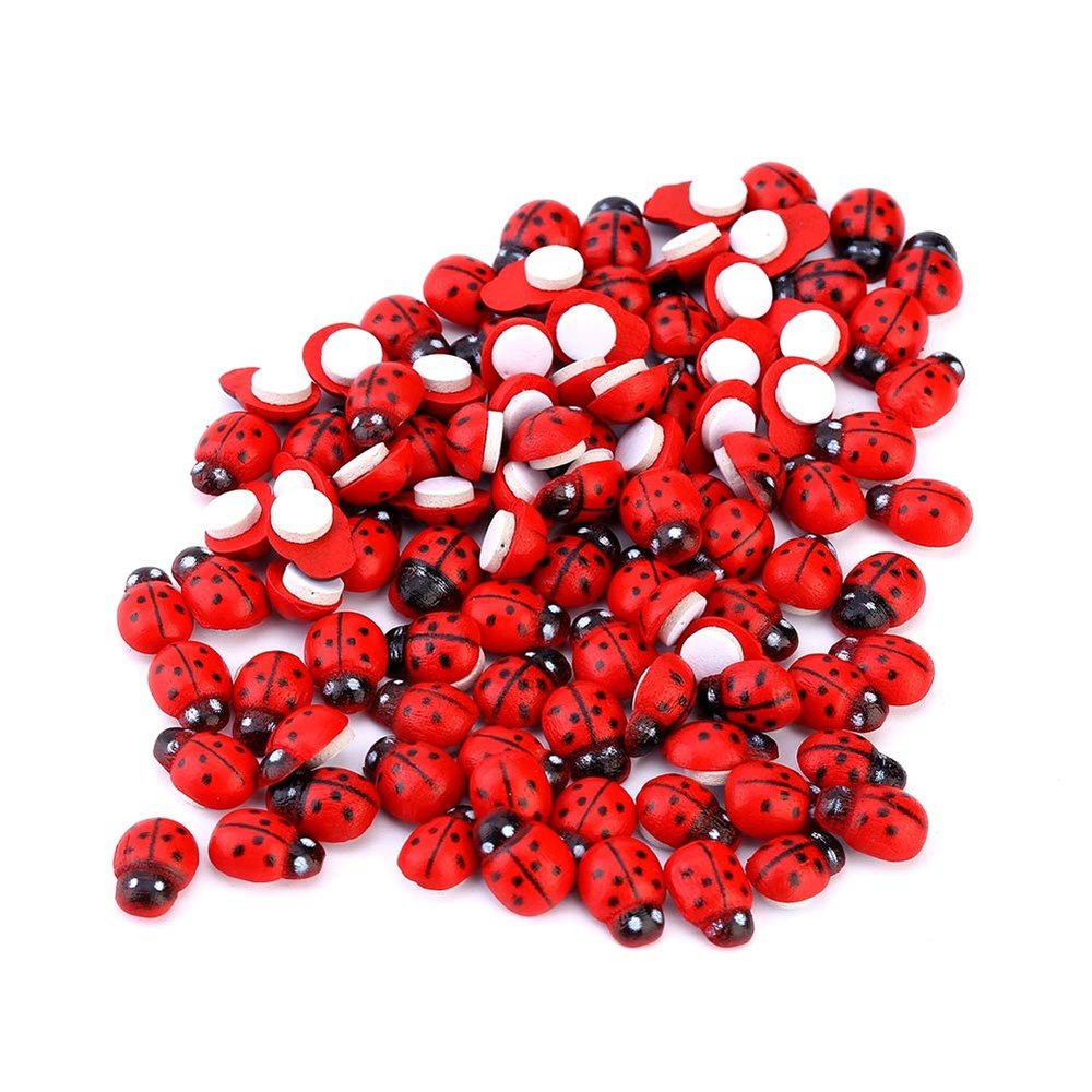 Xcello 100pcs/bag 3D Animal Wooden Ladybug Sponge Wall Sticker Craft for Kids & Children, Perfect Home Decoration, Refrigerator & Room Decor