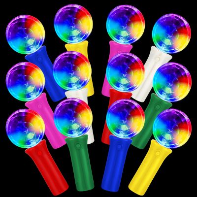 Baquler 12 Pcs LED Light up Wand Disco Ball, 3 Flash Modes,Colorful