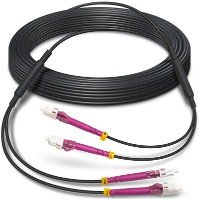15 Feet (5 Meters) Armored OM4 LC to LC Fiber Patch Cables, 10gb/40gb/100gb Multimode LC Fiber Optic Cable Indoor/Outdoor, Duplex MMF 50/125m LC, LSZH Black OD-3.0mm, Length Options: 5m~500m