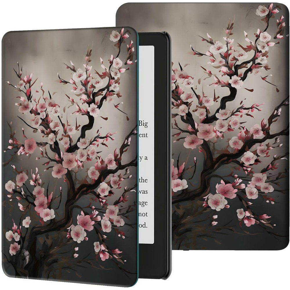 Case for 6.8" Kindle Paperwhite (11th Generation-2021) & Signature Edition PU Leather Slim Smart Cover with Auto Wake/Sleep for Kindle Paperwhite 2021 E-Reader, Art Plum Blossom