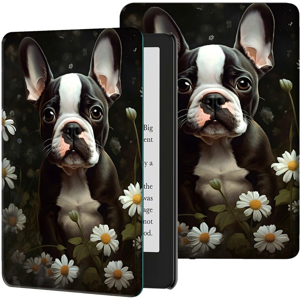 Case for 6.8" Kindle Paperwhite (11th Generation-2021) & Signature Edition PU Leather Slim Smart Cover with Auto Wake/Sleep for Kindle Paperwhite 2021 E-Reader, Boston Terrier Dog