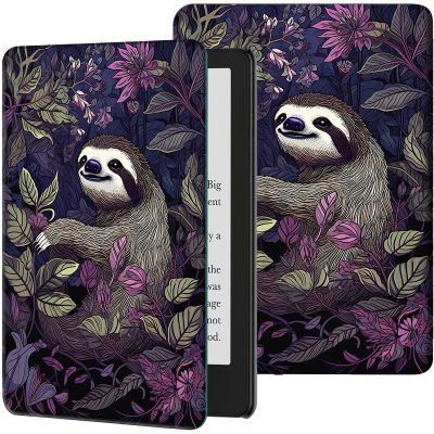 Case for 6.8" Kindle Paperwhite (11th Generation-2021) & Signature Edition PU Leather Slim Smart Cover with Auto Wake/Sleep for Kindle Paperwhite 2021 E-Reader, Cute Sloths