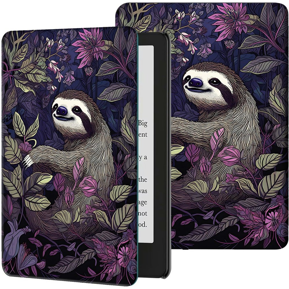 Case for 6.8" Kindle Paperwhite (11th Generation-2021) & Signature Edition PU Leather Slim Smart Cover with Auto Wake/Sleep for Kindle Paperwhite 2021 E-Reader, Cute Sloths