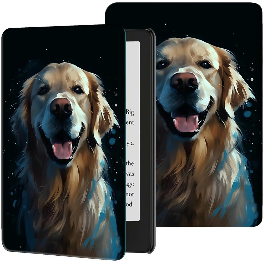 Case for 6.8" Kindle Paperwhite (11th Generation-2021) & Signature Edition PU Leather Slim Smart Cover with Auto Wake/Sleep for Kindle Paperwhite 2021, Cute Golden Retriever Dog