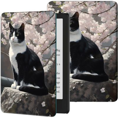 Case for 6.8" Kindle Paperwhite (11th Generation-2021) & Signature Edition PU Leather Slim Smart Cover with Auto Wake/Sleep for Kindle Paperwhite 2021 E-Reader, Cat