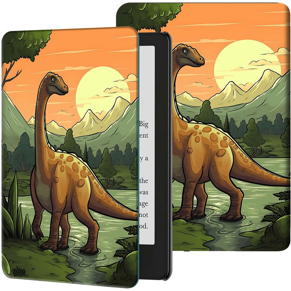 Case for 6.8" Kindle Paperwhite (11th Generation-2021) & Signature Edition PU Leather Slim Smart Cover with Auto Wake/Sleep for Kindle Paperwhite 2021 E-Reader, Art Dinosaur