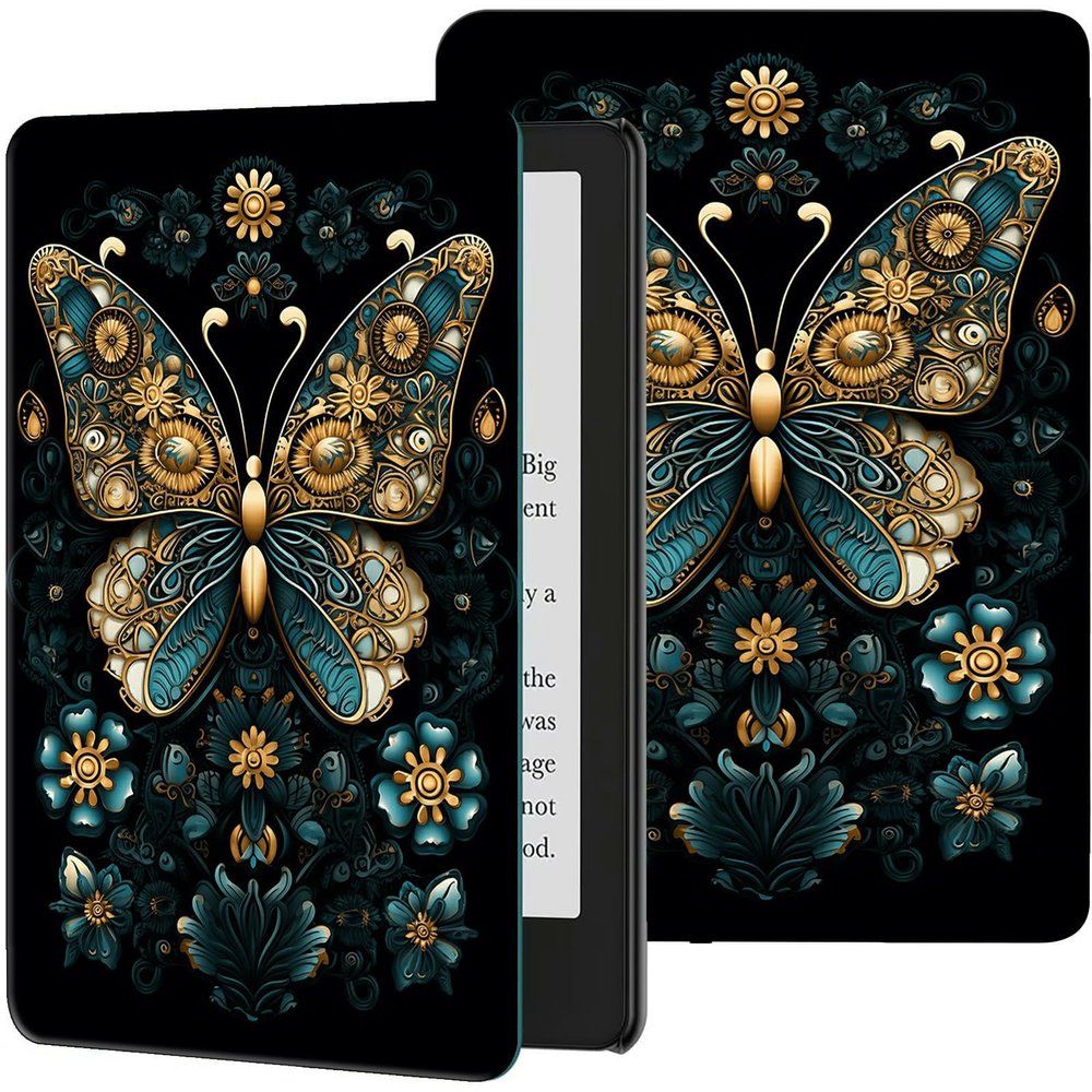 Case for 6.8" Kindle Paperwhite (11th Generation-2021) & Signature Edition PU Leather Slim Smart Cover with Auto Wake/Sleep for Kindle Paperwhite 2021 E-Reader, Art Butterfly Moth