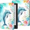 Case for 6.8" Kindle Paperwhite (11th Generation-2021) & Signature Edition PU Leather Slim Smart Cover with Auto Wake/Sleep for Kindle Paperwhite 2021 E-Reader, Cute Dolphin view 1