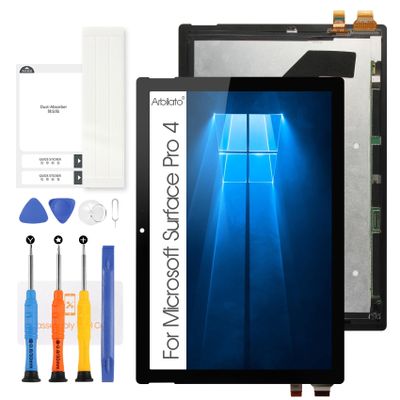 Screen for Microsoft Surface Pro 4 Screen Replacement for Surface Pro 4 4th LCD Screen 1724 Touch Display Digitizer Assembly Repair Parts No Frame(Black Without LCD Flex Conversion