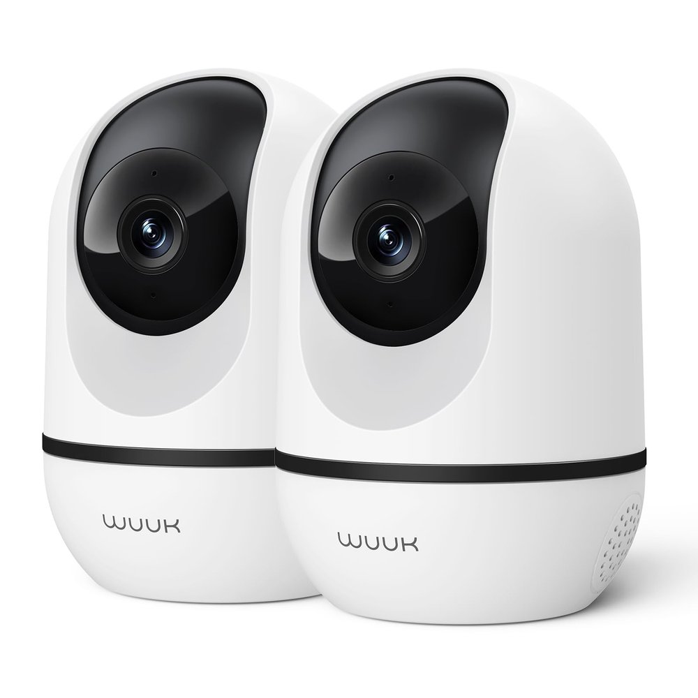 WUUK 4MP Indoor Security Camera, Pan Tilt Cam for Baby/Elder/Dog/Pet, Wi-Fi Home Security, Motion Detection & Tracking, Night Vision, 2-Way Audio, Compatible with Alexa & Google Home (2 Pack)