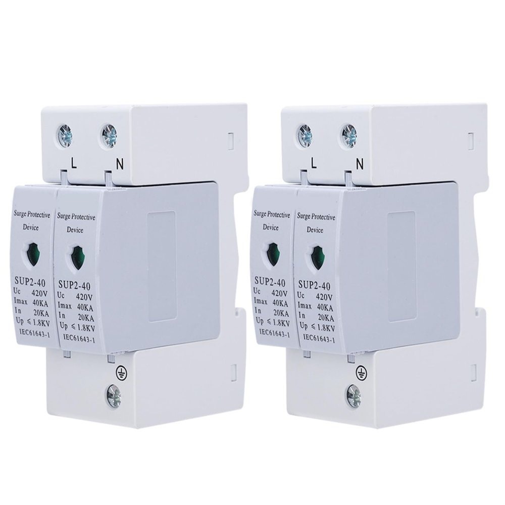 2Pcs Surge Protection Device Anti-Thunder Electronic Component SUP2-40 2P 40KA 420V AC Surge Protection