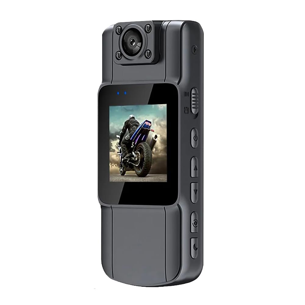 Andoer 4K Mini Body Camera with Audio Video Recording, 150 180 Rotatable Wide Angle Lens, 1.54 Inch Battery Powered Video Camera, Night Vision Motion Detection