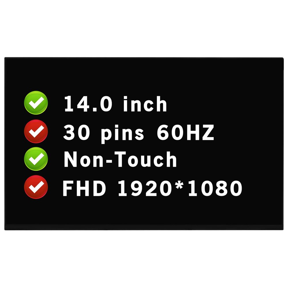BTSELSS FHD 1920x1080 30 pins LCD Non-Touch Screen Replacement for Dell Latitude P135G P135G001 14.0" Display Panel (No Tabs)
