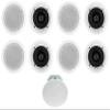 Rockville CC525T White Bundle: (4) Pairs 5.25-in Commercial 70V in-Ceiling Speakers (2.5-20W taps/40W at 8-Ohm), CC8-SUB 8-in 70V in-Ceiling Subwoofer (200W Peak/100W RMS) w/Rough-in Bracket, 5-Items view 1
