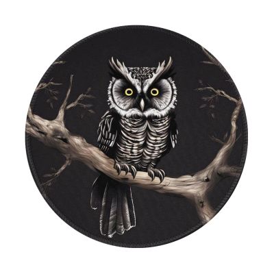 Late Night Owl Round Mouse Pad Waterproof Non-Slip Rubber Base for Office Laptop,Laptop Wireless Mouse Home Office Travel 4 Pcs