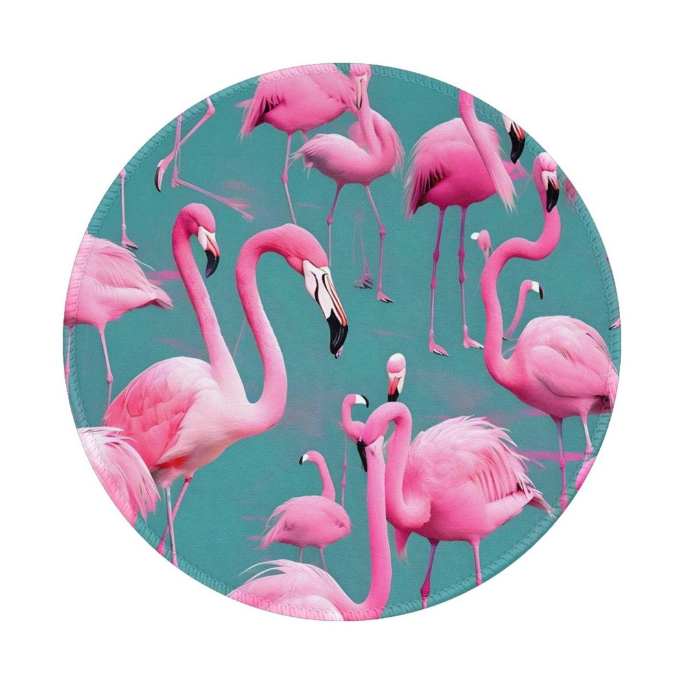 A Flock of Flamingos Round Mouse Pad Waterproof Non-Slip Rubber Base for Office Laptop,Laptop Wireless Mouse Home Office Travel 4 Pcs