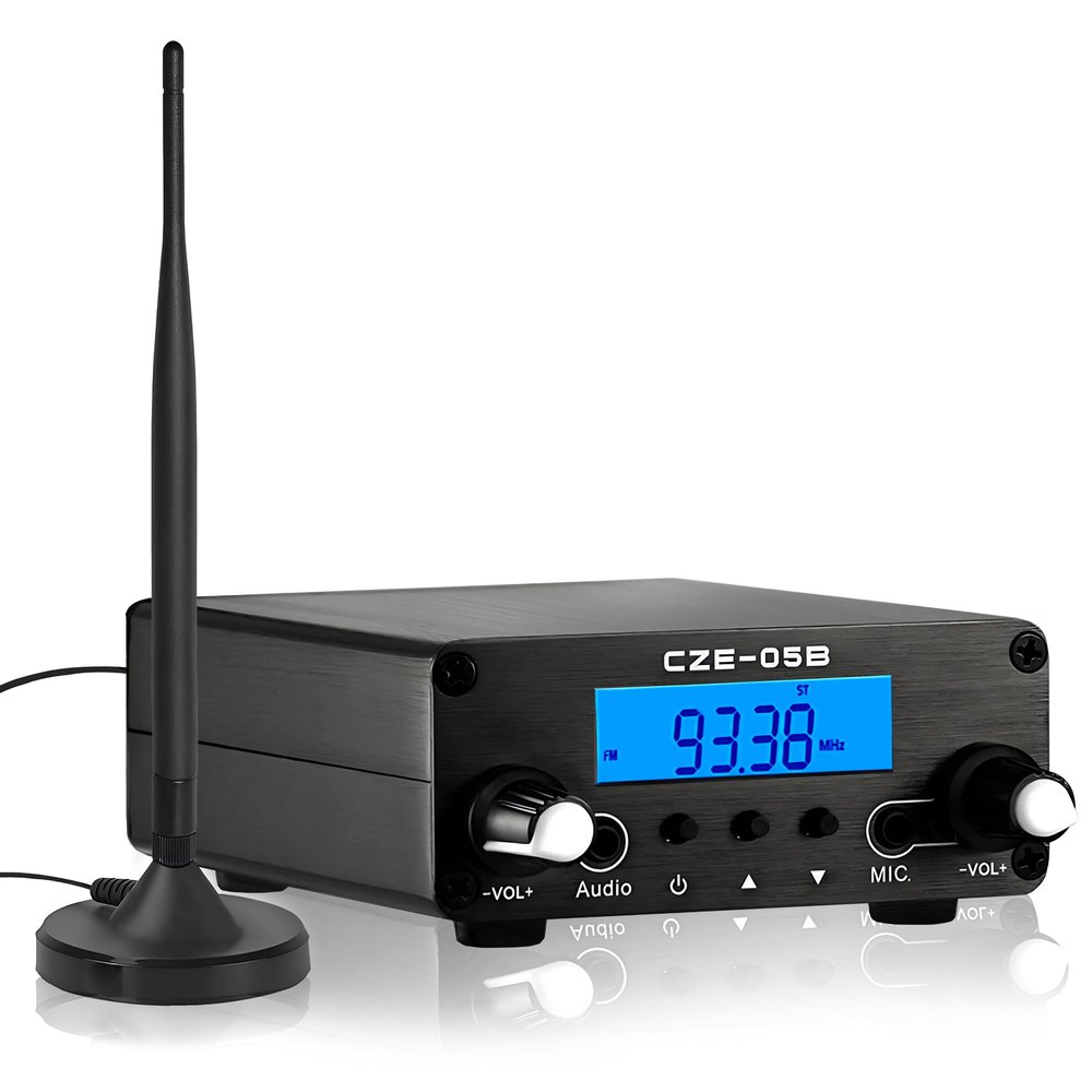 CUIAMAO FM Transmitter for Church Drive-in Movie Long Range Stereo Transmitter for Parking Lot, Lights Show Fireworks Display,School, Supermarket Events