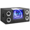 12" 1200W Car Audio Subwoofer - 2 Way Neon Bandpass Speaker System w/Blue Lights, DC 12V Input/4 Ohm/32Hz-1KHz Freq.Res w/Plexi-Glass Front Window & Silver Polypropylene Cone view 1