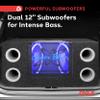 12" 1200W Car Audio Subwoofer - 2 Way Neon Bandpass Speaker System w/Blue Lights, DC 12V Input/4 Ohm/32Hz-1KHz Freq.Res w/Plexi-Glass Front Window & Silver Polypropylene Cone view 4