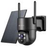 Kittyhok Solar Camera Security Outdoor | 2k Black Wireless Security Camera Outdoor, Solar Powered, 360 Viewing, Human Detection, Spotlight for Home Security, Local Storage view 1