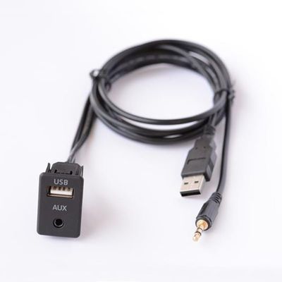 DEUSES [Replacement car Parts] 150CM 3 Styles Car Dash Flush Mount AUX USB Port Panel Auto Boat Dual USB Extension Cable Adapter for Volkswagen for Toyota [Replacement] (Color : ONLY AUX USB)
