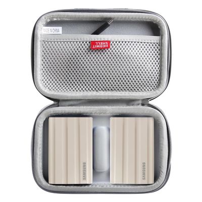 Hermitshell Hard Travel Case for Samsung T7 Shield 2TB / 1TB / 4TB, Portable SSD, USB 3.2 Gen2 External Solid State Drive (Grey, Case for 2 Hard Drives)