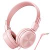 Cowyawn Kids Headphones, Toddler Headphones with Safe Volume Limiter 94dB, Wired School Headphones for Kid, 3.5mm Adjustable On-Ear Headphone for Boys/Girls/Children/Teens/iPad/Computer, Light Pink view 1