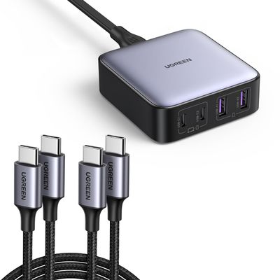 UGREEN Nexode 65W USB C Charger Desktop Bundle with 60W 2 Pack USB C Cable