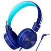 Cowyawn Kids Headphones, Toddler Headphones with Safe Volume Limiter 94dB, Wired School Headphones for Kid, 3.5mm Adjustable On-Ear Headphone for Boys/Girls/Children/Teens/iPad/Computer, Dark Blue view 1