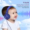 Cowyawn Kids Headphones, Toddler Headphones with Safe Volume Limiter 94dB, Wired School Headphones for Kid, 3.5mm Adjustable On-Ear Headphone for Boys/Girls/Children/Teens/iPad/Computer, Dark Blue view 2