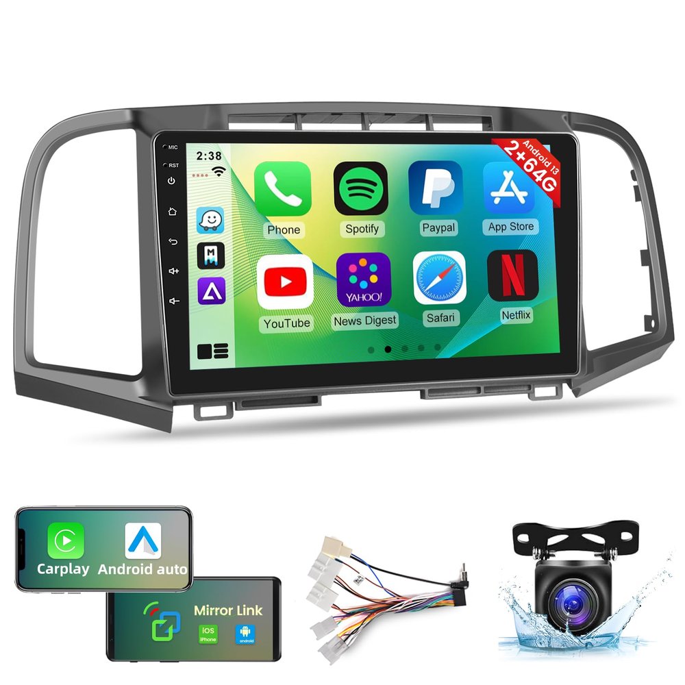 [2+64G] for 2008-2016 Toyota Venza Android Radio, 9 Inch Touchscreen Car Stereo - Wireless Carplay & Android Auto, Mirror Link, GPS, 5G/WiFi, EQ Effect, FM/RDS, SWC + AHD Backup Camera + Mic