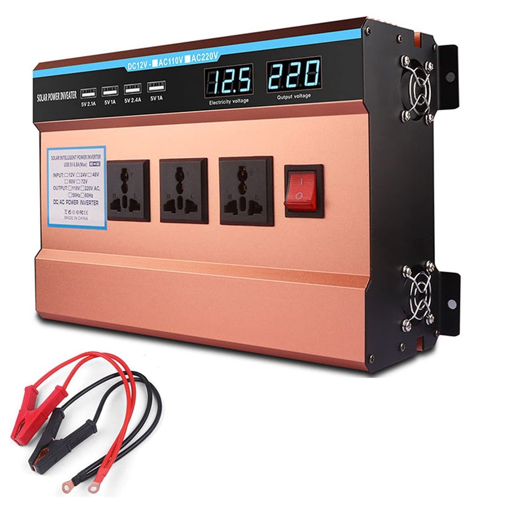 inBEKEA 3000W Power Inverter DC 12V/24V to AC 220V Car Converter Adapter with 3 AC and 4 USB Ports LED Display for RV Truck Boat (3000W~24V)