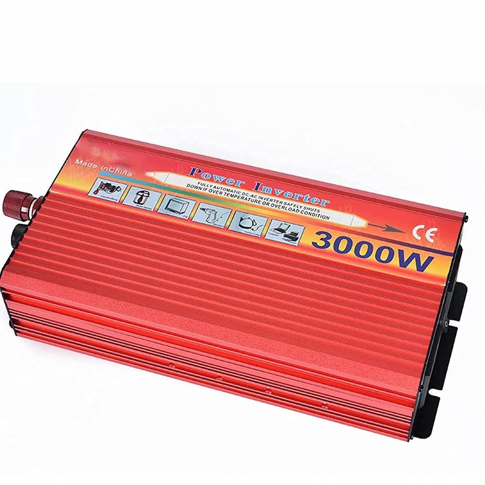 3000W Power Inverter Pure sine Wave DC 12V 24V to AC 110V 240V Converter with Dual AC sockets and USB Ports, Suitable for Cars and Ships (3000w 12v to 110v)