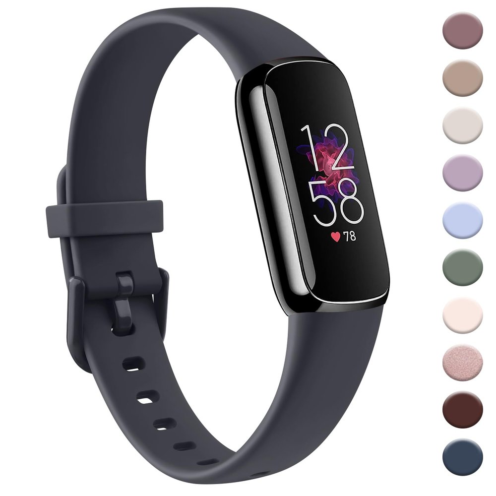 AK Sport Band Compatible with Fitbit Luxe Bands for Women Men, Soft Silicone Replacement Sport Straps Wristbands for Fitbit Luxe Fitness and Wellness Tracker (Large,Midnight Blue)