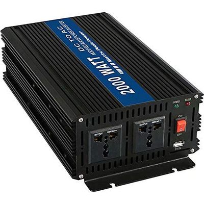 2000W car Power Inverter 12/24/48V DC to 110V/220V AC Converter Modified sine Wave Solar Inverter with 2 AC Outlet and USB Ports (12vto110v)