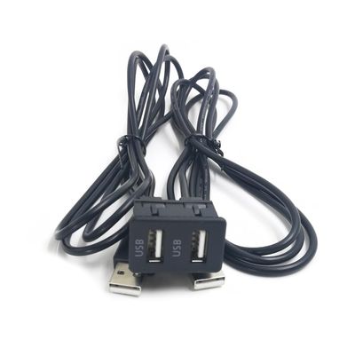 DEUSES [Replacement car Parts] 100CM 2 Styles Universal External AUX 2USB Switch/Dual USB Panel 2 USB Plug Audio Cable Adapter for Ford for Toyota [Replacement] (Color : Only 2 USB)
