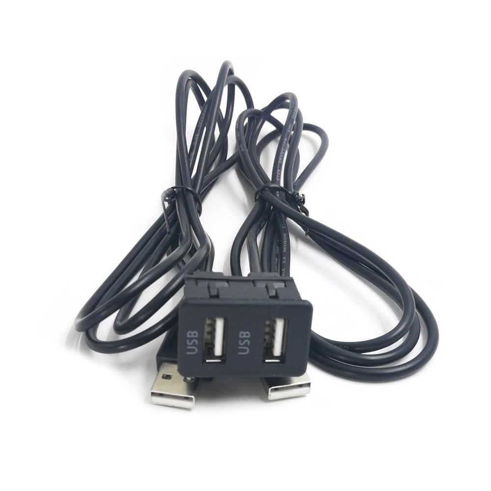 DEUSES [Replacement car Parts] 100CM 2 Styles Universal External AUX 2USB Switch/Dual USB Panel 2 USB Plug Audio Cable Adapter for Ford for Toyota [Replacement] (Color : Only 2 USB)