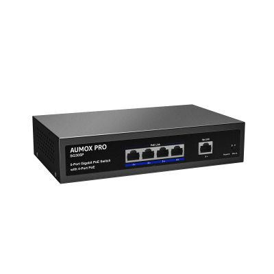 5 Port Gigabit PoE Switch,AUMOX PRO SG305P 4 Port PoE Gigabit Ethernet Unmanaged with 1 Uplink Gigabit Ports 78W,Plug and Play,Sturdy Metal Fanless Vlan Network Switch 802.3af/at,Desktop or Wall Mount