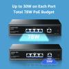 5 Port Gigabit PoE Switch,AUMOX PRO SG305P 4 Port PoE Gigabit Ethernet Unmanaged with 1 Uplink Gigabit Ports 78W,Plug and Play,Sturdy Metal Fanless Vlan Network Switch 802.3af/at,Desktop or Wall Mount view 3