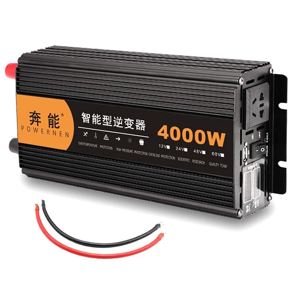 inBEKEA Pure Sine Power Inverter, DC 12V/24V to 230V 240V Transformer Car Converter Sockets (4000w 12V)