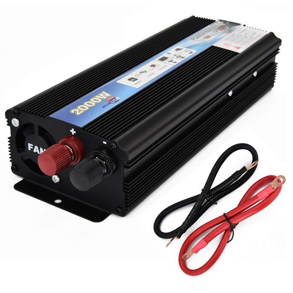 inBEKEA 2000W Car Power Inverter DC 12V/24V to AC110V 230V Pure Sine Wave Converter with AC Outlets and USB Port (12vto110v)