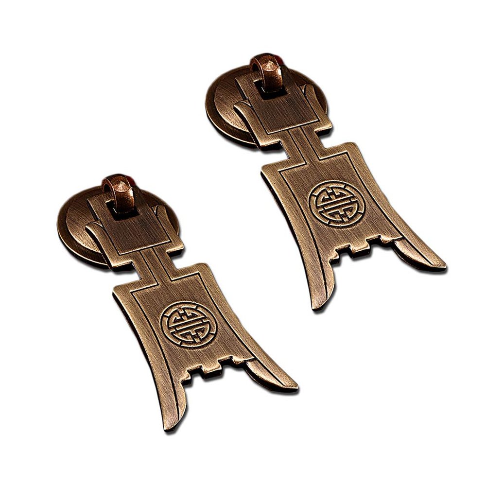 ANNURA Copper Cupboard Door Knob,Copper Cup Handles, 2Pcs Chinese Style Vintage Furniture Drawer Brass Pulls Handle Jewelry Box Wardrobe Door Small Handle