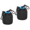 PATIKIL Camera Lens Bag, 2 Pcs 3" ID x 3.9" H Drawstring Lens Pouch with Thick Protective Neoprene, Lens Case for DSLR Camera Lens, Water Coffee Cups Black, Blue view 1